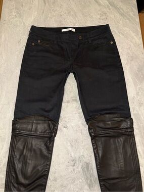 Angelo Mozzillo Vintage Black Moto Pants with Leather Panels